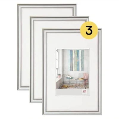 Immagine di walther design argento 40 x 60 cm confezione da 3, cornice in plastica Trendstyle KP460S3