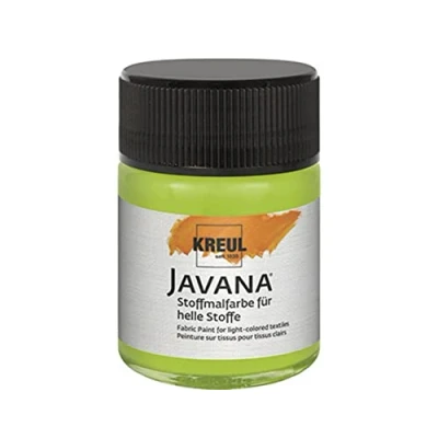 Immagine di Kreul 91913 Vernice Javana per Tessuti Leggeri, Barattolo Verde Maggio, Liscia a Base d&#039;Acqua con Carattere cremoso, penetra in profondità nelle Fibre, Colore May Green, 50 ml,