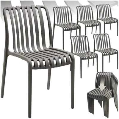 Immagine di TecTake®, Set da 6 sedie giardino impilabili, sedia esterno in plastica, esterno, terrazzo, polipropilene, poltrone moderne, cucina, mobili, senza braccioli Antracite