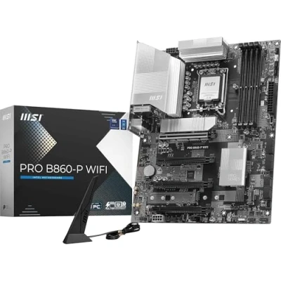 Immagine di MSI PRO B860 P WiFi Scheda madre ATX, supporta processori Intel Core Ultra (serie 2), LGA 1851 12 DRPS, DDR5 Memory Boost (8600+ MT/s OC), PCIe 5.0 x16 e 4.0 x16, M.2 Gen5, Wi Fi 7, 5G LAN