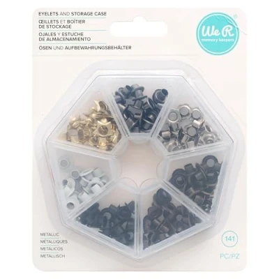 Immagine di We R Memory Keepers Metallic Eyelets 140/Pkg W/Storage Case, Carta.,