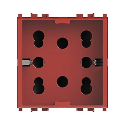 Immagine di 4Box 4B.V14R.H21 Presa Multistandard 1 Schuko o 2 Bipasso Compatibile con Vimar Plana, 250 V, Rosso