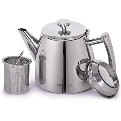 Immagine di Teiera Splendida in Acciaio Inossidabile Con Infusore per Tè Sfuso L&#039;isolamento Naturale a Doppia Parete Mantiene il Calore più Lungo (1L)