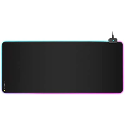 Immagine di Corsair MM700 RGB Extended XL Mouse pad da gioco in tessuto 930 mm x 400 4 Illuminazione a 360 Hub USB doppia porta gomma spessa nero