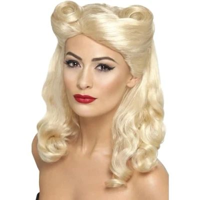 Immagine di Smiffys Parrucca Pin Up anni &#039;40, bionda, con boccoli vittoriani