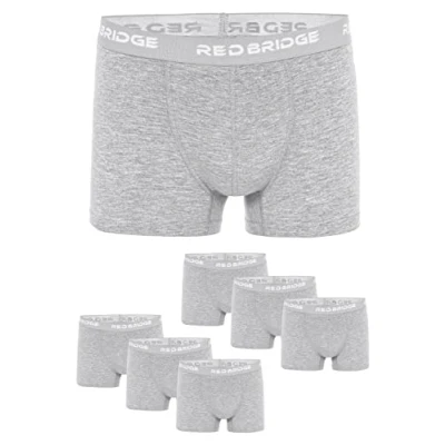 Immagine di Redbridge Boxer da uomo, confezione 6, tinta unita, slim cotone, elasticizzato, biancheria intima basic, grigio., XXL