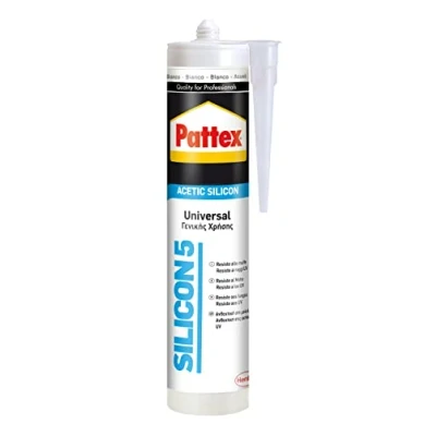 Immagine di Pattex Sigillante Silicone Silicon 5, Multiuso, Universale, Bagno e Infissi, Resistente alla Muffa, Bianco, Cartuccia da 280ml