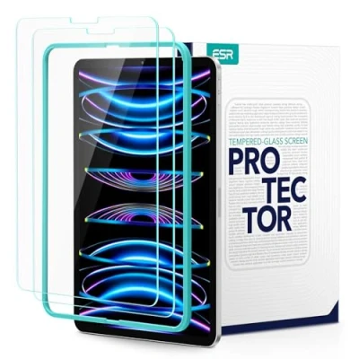 Immagine di ESR Pellicola protettiva per lo schermo compatibile con iPad PRO 11 (2022/2021/2020/2018) e Air 5/4 (2022/2020, 10,9), vetro temperato cornice di allineamento, nitidezza HD, 2 pezzi