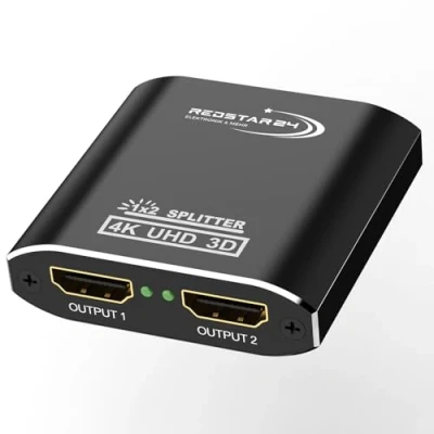 Immagine di RedStar24 hdmi Splitter 4K@60Hz, 1 In 2 Out Ripartitore HDMI, Sdoppiatore ingresso uscite, supporta HDCP, 4K, 3D, UHD, 1080P Compatibile con Xbox, PS4, Roku, Firestick, HDTV e Apple TV