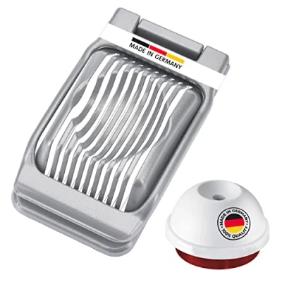 Immagine di Westmark Set, 2 Pezzi, 1 Taglia Uova per Fette Rotonde e Ovali + Puntale Uova, Alluminio/Acciaio Inossidabile/Plastica, Duplex, Argento/Rosso/Bianco, 102022E6