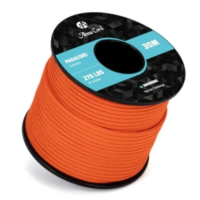 Immagine di Abma Cord 30M Paracord 275 Nylon Corda 2,4 mm da Paracadute a 4 Fili Cavo di Sopravvivenza, Militare, Multiuso Max. 125kg (275lbs) Arancia