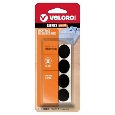 Immagine di Velcro(r) Brand Fasteners Marchio Velcro Retro Adesivo per Tessuti: Non necessita di Cucitura, ovali da 2,5 x 3/4&quot;, 8 Set, Nero, Acrilico, Multicolore, 8x15.59x1.6 cm