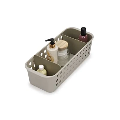 Immagine di Joseph EasyStore Cestino Portaoggetti per il Bagno con Vassoio Movibile e Divisorio, Beige, Sottile
