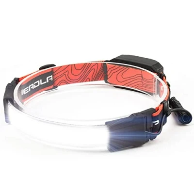 Immagine di torcia da testa a LED, ricaricabile USB 600 lumen Batteria della COB impermeabile 3 modalità con luce posteriore LED per campeggio, ciclismo, corsa, jogging, pesca