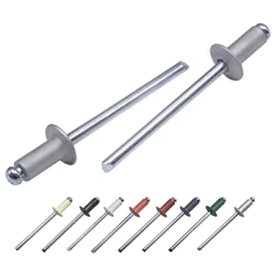 Immagine di Confezione da 100 rivetti ciechi verniciati, 4,0 x 8 mm, testa a cupola, DIN 7337, in alluminio e mandrino acciaio, pop (100, bianco RAL 9006)