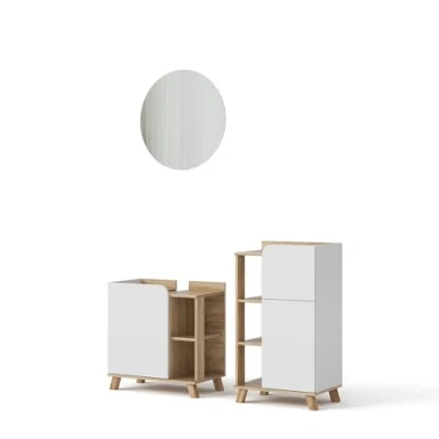 Immagine di Vicco Set di mobili da bagno Karen, Sonoma/Bianco, 3 parti, con mobile midi