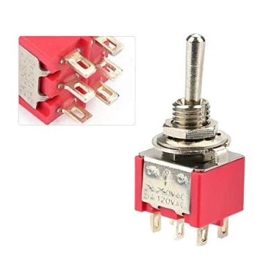 Immagine di Interruttori a levetta, 10Pcs Momentary 3 Position (ON OFF ON) Tipo DPDT 6mm con 6 pin Coperchio interruttore per quadro strumenti elettrodomestico, momentaneo
