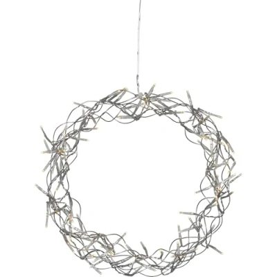 Immagine di Star Trading Curly LED Wreath Window Light Christmas White Warm Made of Wire and Plastic in Silver Trasparente with Cable Diameter 30 cm