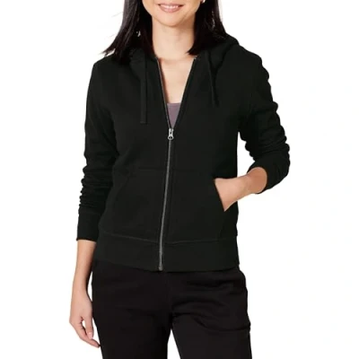 Immagine di Amazon Essentials Giacca con Cappuccio a Cerniera Intera in Pile Foderata Sherpa (Taglie Forti Disponibili) Donna, Nero, 4XL Plus