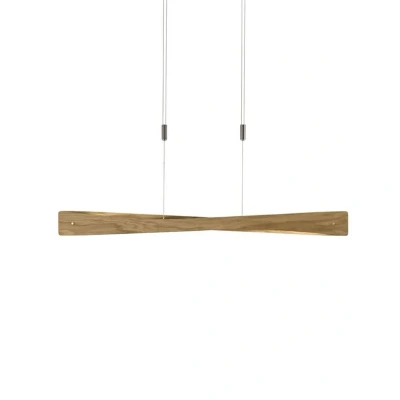 Immagine di Lampada a sospensione Quitani LED Lian, legno di quercia