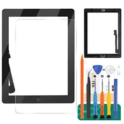 Immagine di per iPad 3 Touch Screen Digitizer Vetro di Ricambio 3rd Gen A1416 A1403 A1430 Display Panel Kit Parti Riparazione, con Pulsante Home (Non Includere LCD) (Nero)