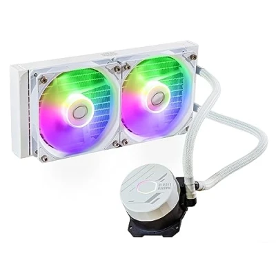 Immagine di Cooler Master MasterLiquid 240L Core ARGB CPU Liquid Dual Chamber Gen S Pump, Superior Radiator and 120 mm Fans, LGA 1700 AM5 Brackets White