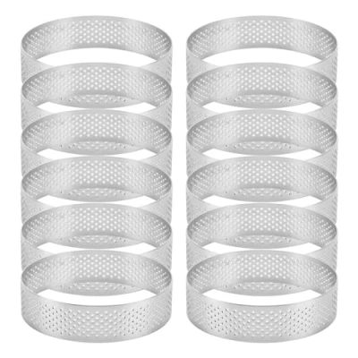 Immagine di Luntfeiy 12 Anelli per Torta in Acciaio Inossidabile, Anello Mousse Perforato, Forma ad Torta, Strumenti cuocere Torte Rotonde, 6 cm