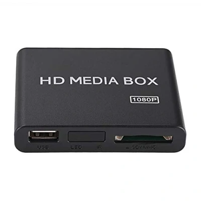 Immagine di Mugast Mini Media Player Box, Lettore Multimediale Video Full HD 1080P con Telecomando, Supporto USB Mobile Hard Disk MMC RMVB MP3 AVI MKV(EU Plug)