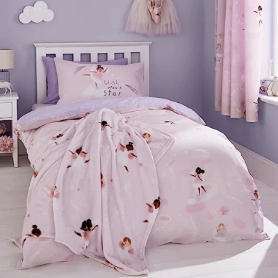 Immagine di Catherine Lansfield Dancing Fairies Set copripiumino reversibile per bambini, con federe, colore: rosa