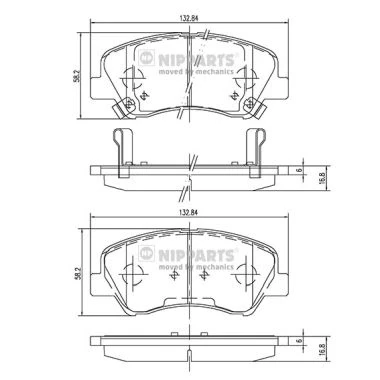 Immagine di NIPPARTS N3600550 Kit pastiglie freno Assale anteriore con accessori HYUNDAI: i20 II Hatchback, i30 Station Wagon, KIA: RIO 3
