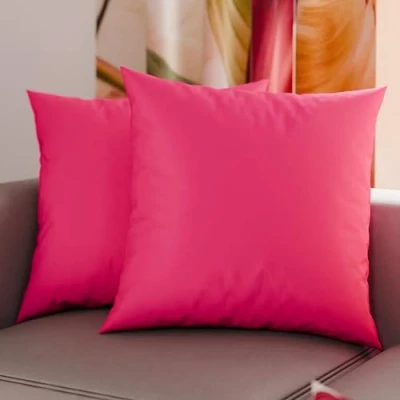 Immagine di PETTI Artigiani Italiani Coppia di Federe Cuscino 80x80 cm in Microfibra, Cuscini Arredo Camera da Letto, Divano, Set 2 Fodere Copricuscino, Federa Tinta Unita Fucsia, 100% Made Italy