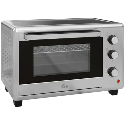 Immagine di HOMCOM Fornetto Elettrico 30L, Mini Forno con 3 Funzioni di Cottura, Temperatura Regolabile e Timer, Include Teglia Griglia, 1600W, Argento