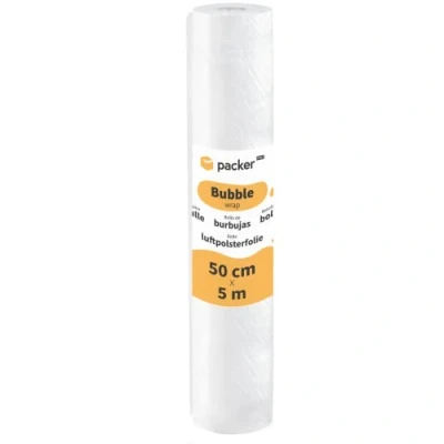 Immagine di packer PRO Rotolo di plastica bolle imballaggio, 50 cm larghezza e 5 m lunghezza, carta bolla ideale per traslochi, imballaggi spedizioni