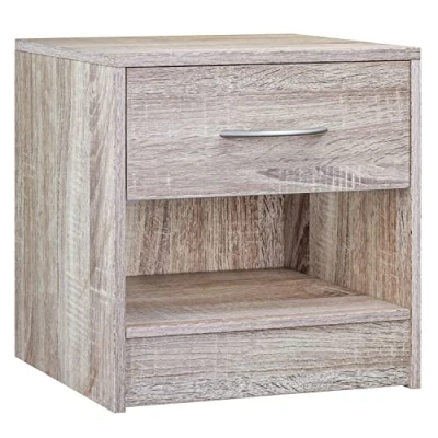 Immagine di CASARIA® Comodino 41x39x28 cm Spazioso Cassetto Portaoggetti con Maniglia Ripiano Aperto Comodini Tavolino da Notte Arredamento Camera Letto