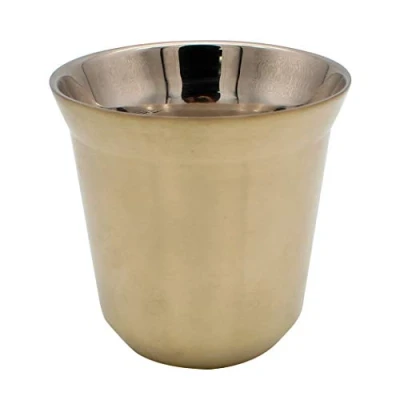 Immagine di Dianoo Tazza Di Caffè Tazzine Espresso In Acciaio Inox Doppio Muro Isolato Termicamente Capsula Oro Chiaro
