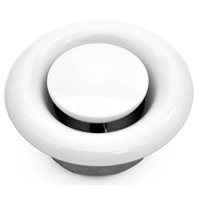Immagine di H&amp;C VENT valvola di scarico Ø 80 mm diametro femmina acciaio copertura rotonda diffusore regolabile HVAC piastra aria cappa aspirante tubo ventilazione sistema alimentazione elemento…