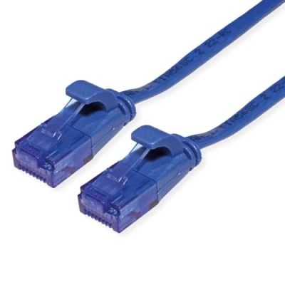 Immagine di Value 21.99.2051 RJ45 cavo di rete, patch CAT 6A U/UTP 1.00 m Blu non schermato, piatto, contatti connettore dorati 1 pz.