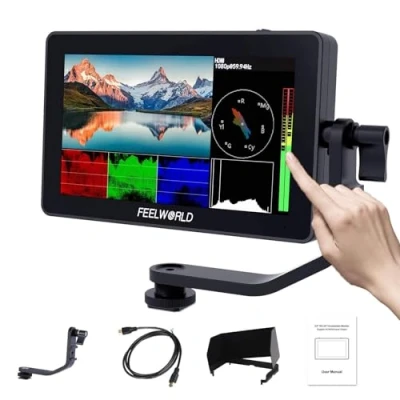 Immagine di FEELWORLD F6 Plus 5.5 Pollici On Camera Field DSLR Monitor Touch Screen HDR 3D Lut Forma d&#039;onda Small Full HD 1920x1080 IPS Video Peaking Focus Assist con 4K HDMI Tipo C 8.4V DC Output