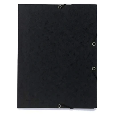 Immagine di Exacompta Rif. 55401E Cartella elastica a 3 lembi 240 x 320 mm, adatta per conservare documenti A4, 355 g/m² screziato Nero (confezione da 25)