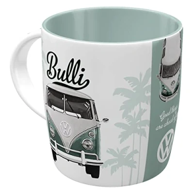 Immagine di Nostalgic Art Tazza da caffè retrò Good Things Are Ahead of You Idea Regalo per i Bus VW, in Ceramica, Design Vintage, 8.5 x 13 9 cm