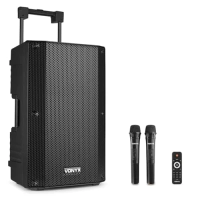 Immagine di Portable speaker Vonyx VSA500 Trolley met Bluetooth en 2 draadloze microfoons 800W