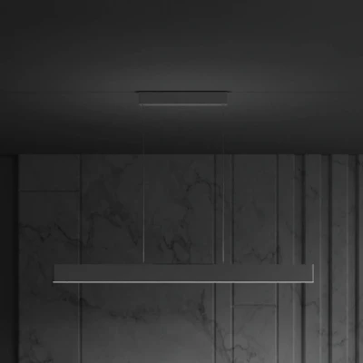 Immagine di Moderna Lampada Pendente da Soffitto LED, Metallo Bianco, Luce Up &amp; Down, Lunga 118 cm Design minimal urban, per soggiorno, ufficio, Office, camera letto, cucina, 3000K LED incl