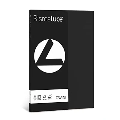 Immagine di Favini A69A144 Rismaluce colore NERO confezione da 100 fogli di carta 90gr Formato A4 (21x29,7 cm) Made in Italy