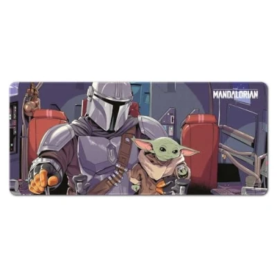 Immagine di Grupo Erik: Tappetino mouse Star Wars The Mandalorian XXL, base antiscivolo, 100% waterproof e con rifiniture di qualità, 80 x 35 cm, Baby Yoda Gadget