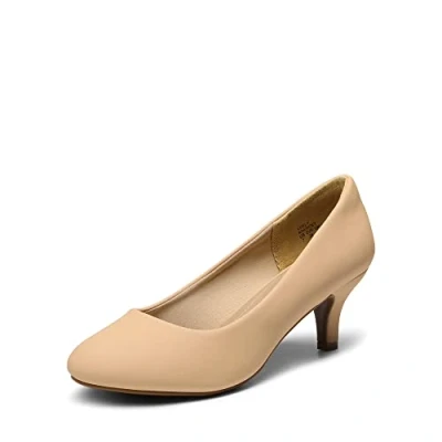 Immagine di DREAM PAIRS Scarpe con Tacco Classico da Donna in PU, Comode Donna, col Eleganti,Size 41,Nudo/Nabuk,LUVLY