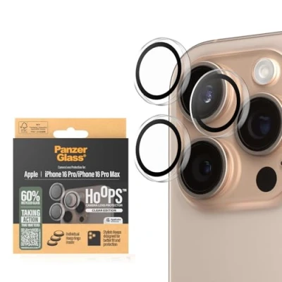 Immagine di PanzerGlass Hoops by Protezione per fotocamera iPhone 16 Pro o Max e Stile, Resistente ai Graffi, agli Urti, Transparante, applicazione facile