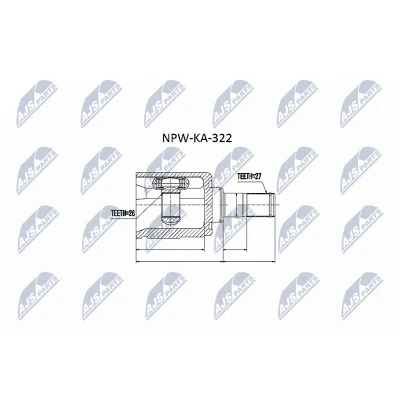 Immagine di NTY NPW KA 322 Kit Giunto Omocinetico Non per trasmissione automatica Assale anteriore Sx, Dx, sul lato del cambio