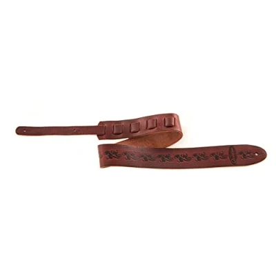 Immagine di Ovation Tracolla per Chitarra, Pelle Premium Signature, Motivo &quot;Foglia&quot;, ruby red, rosso