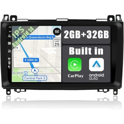 Immagine di YUNTX Android 13 2 Din Radio con navigazione per Mercedes Benz Viano/Sprinter/W906: [Integrato CarPlay/Android Auto/DSP/GPS] IPS 2.5D 9Touch screen DAB/Bluetooth 5.0/Controllo del volante/USB/WiFi