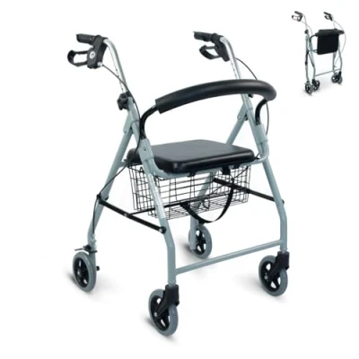 Immagine di Mobiclinic®, Deambulatore per anziani, Fabbricato in Alluminio, Leggero, Pieghevole, Resistente, Freni a maniglia, Rollator, Seduta e 4 ruote, Modello Alhambra, Marchio europeo, colore Grigio
